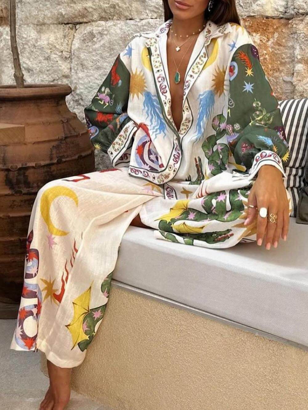 BohemienElegantie™ | Bunte Zweiteilige Set