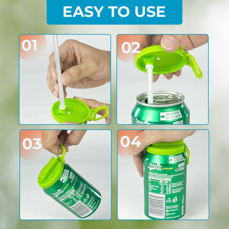 SipSeal™ | Deckel für Getränkedosen mit Silikon-Strohhalmen