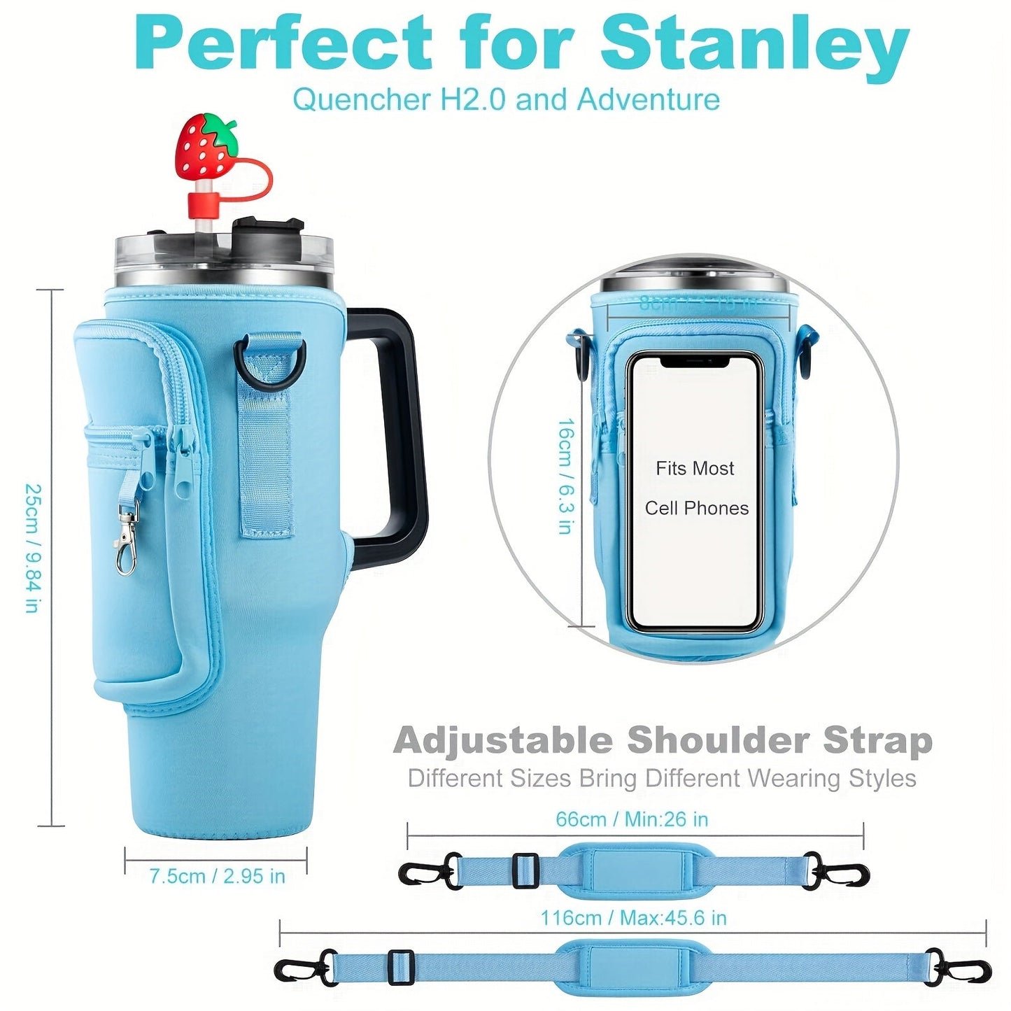 HydroCarrier™ | Wasserflasche Tragetasche mit Handy-Tasche für Stanley Cup 40oz
