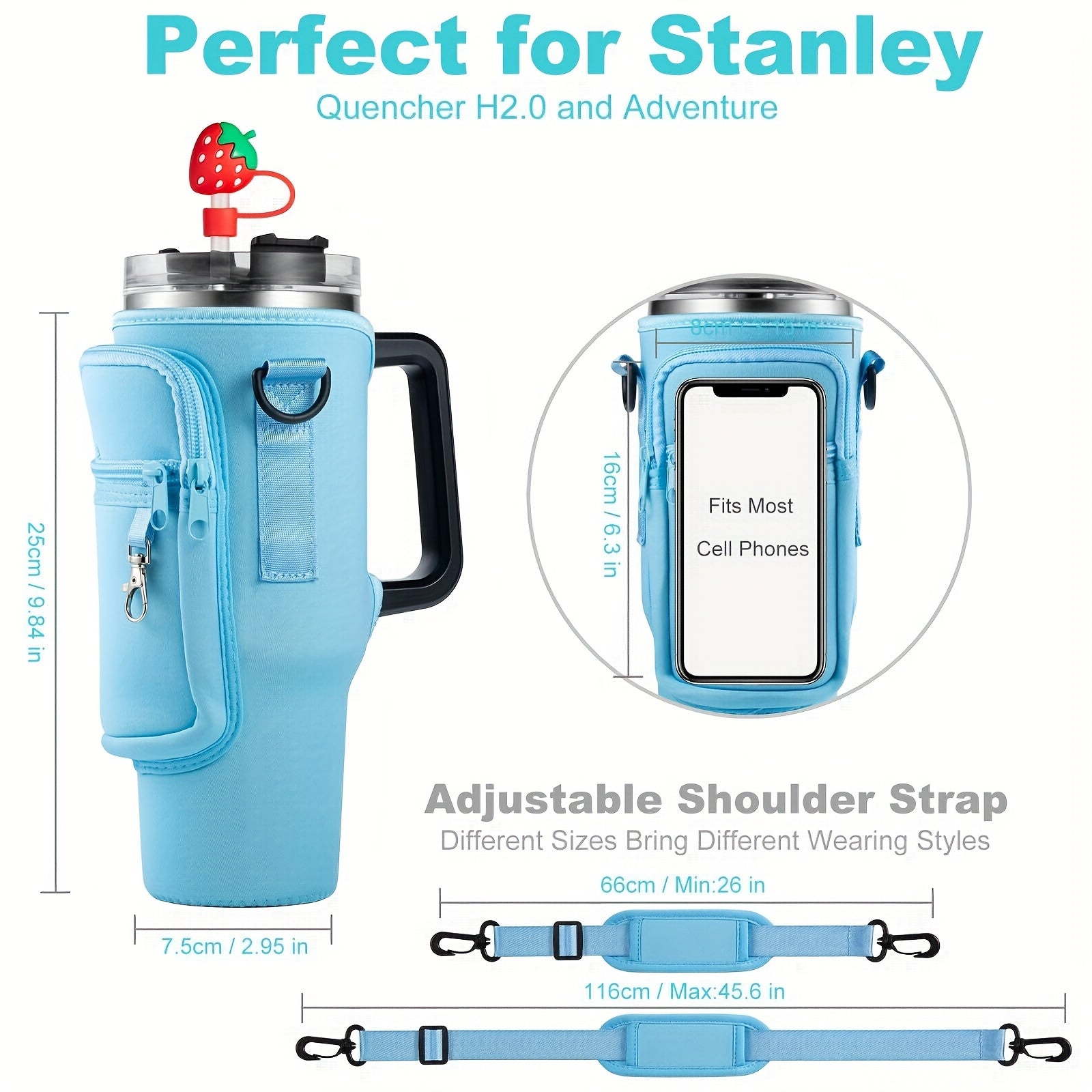 HydroCarrier™ | 1+1 Wasserflasche Tragetasche mit Handy-Tasche für Stanley Cup 40oz