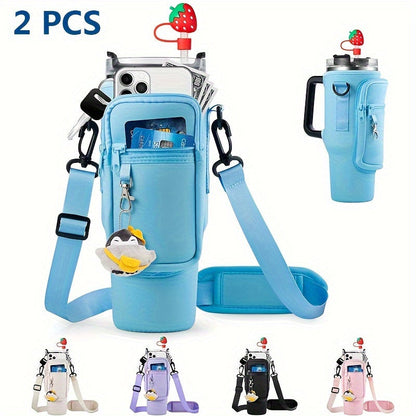 HydroCarrier™ | Wasserflasche Tragetasche mit Handy-Tasche für Stanley Cup 40oz