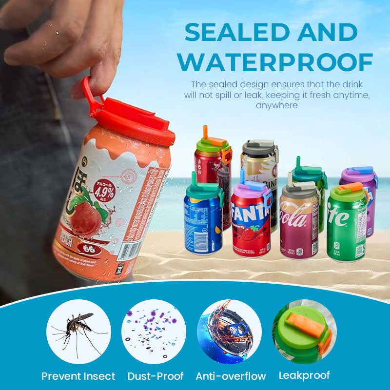 SipSeal™ | Deckel für Getränkedosen mit Silikon-Strohhalmen