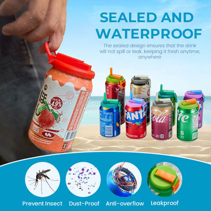 SipSeal™ | Deckel für Getränkedosen mit Silikon-Strohhalmen