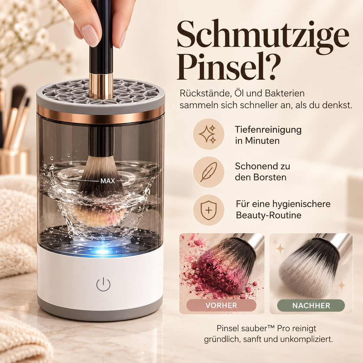 PinselSauber™ Pro | Elektrischer Make-up-Pinselreiniger