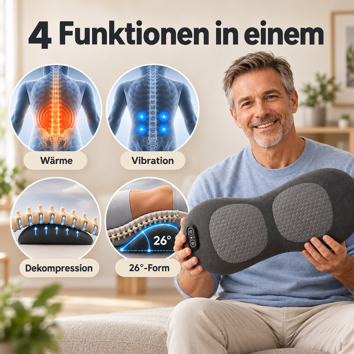 Dehnava™ | Elektrisches Rückenmassagekissen mit Wärme & Vibration