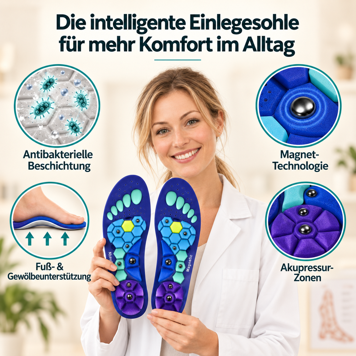 VitalSole™ | Magnetische Akupressur-Einlegesohlen für mehr Komfort auf dem Weg zum Wunschgewicht