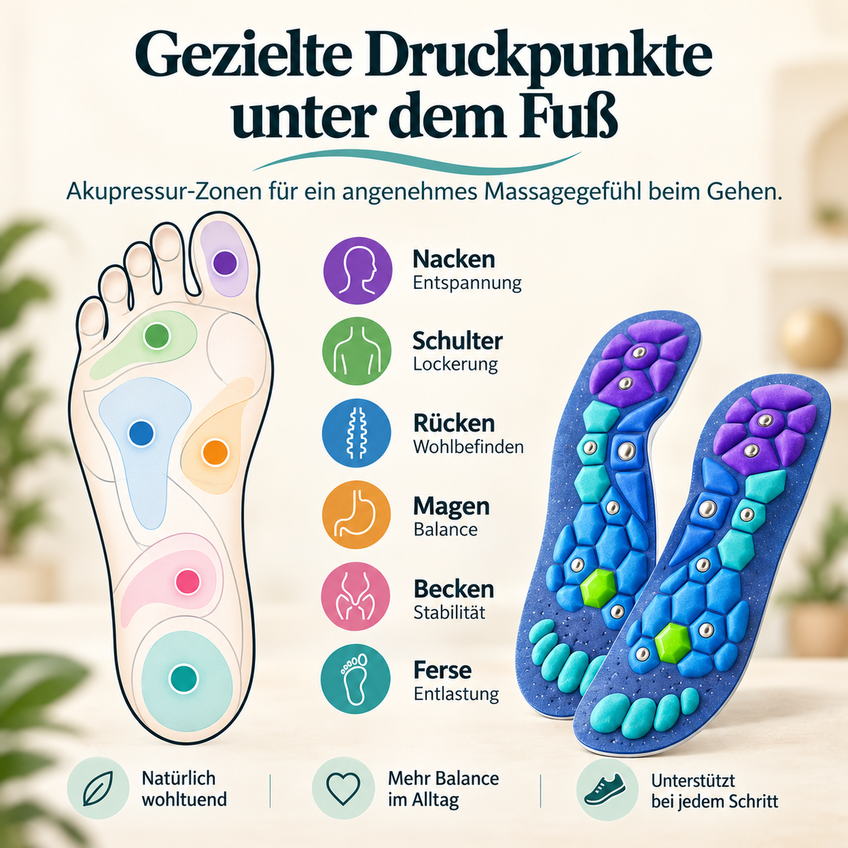 VitalSole™ | Magnetische Akupressur-Einlegesohlen für mehr Komfort auf dem Weg zum Wunschgewicht