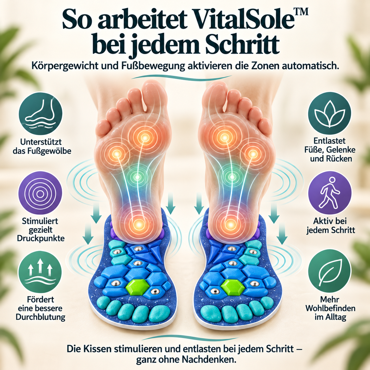 VitalSole™ | Magnetische Akupressur-Einlegesohlen für mehr Komfort auf dem Weg zum Wunschgewicht