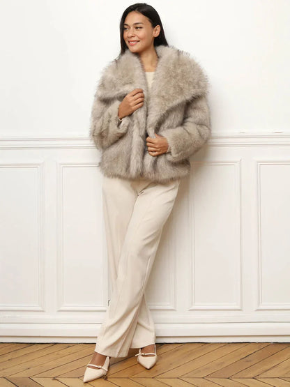 LuxiFur™ | Oversized Revers Fellmantel – Winterwärme & Stil