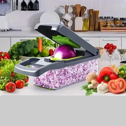 16-in-1 MultiSlice™ | Lebensmittelhacker und Reibe mit Griff für die Küchenvorbereitung