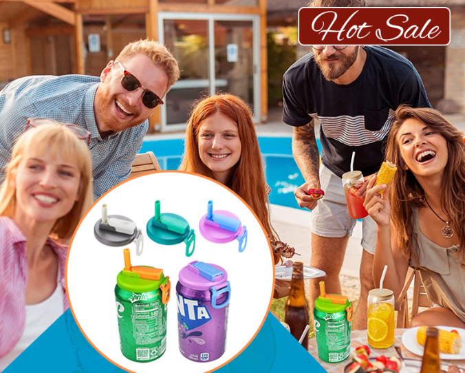 SipSeal™ | Deckel für Getränkedosen mit Silikon-Strohhalmen