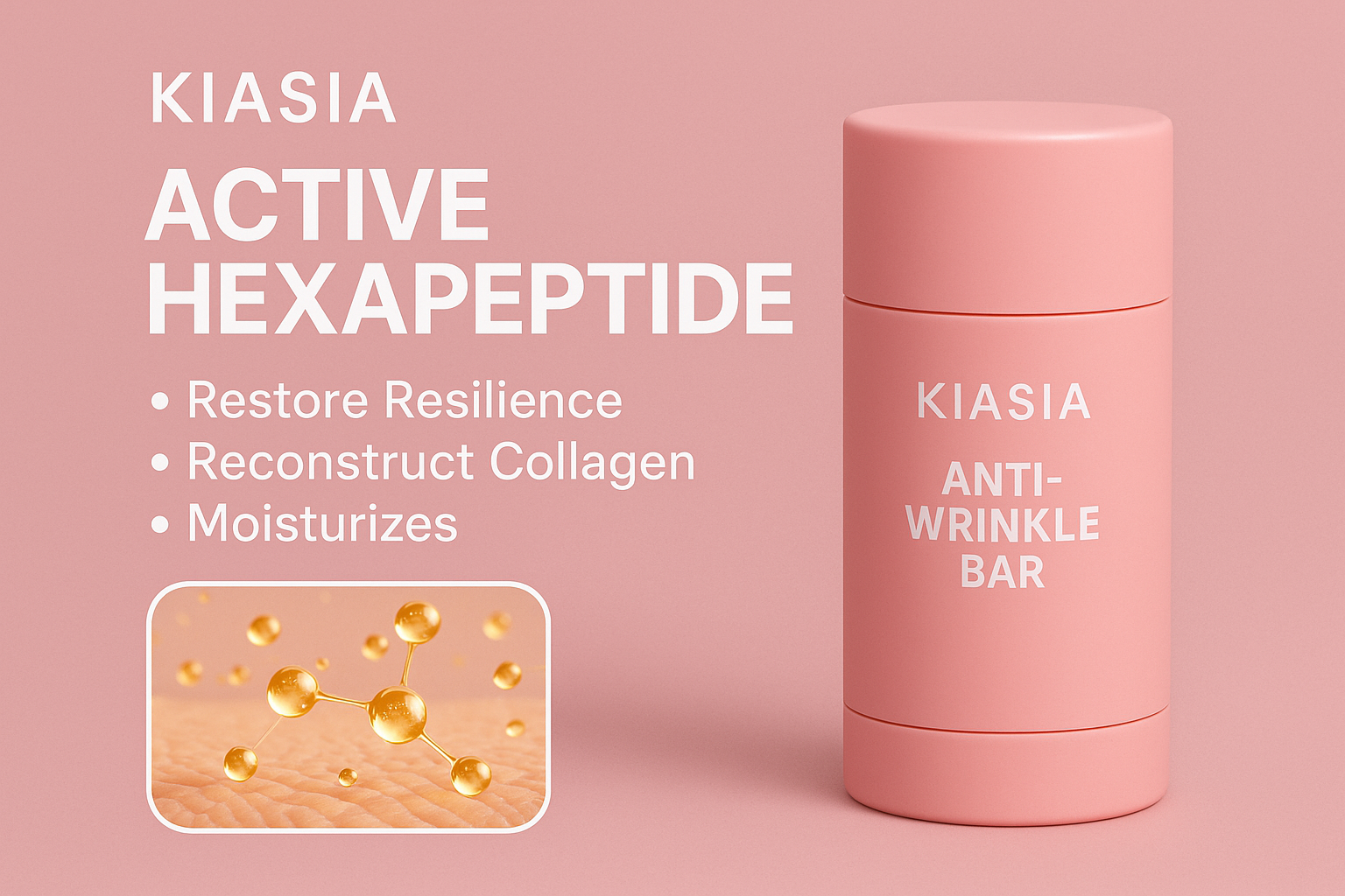 KIASIA Active Hexapeptide productinformatie met Anti-Wrinkle Bar
