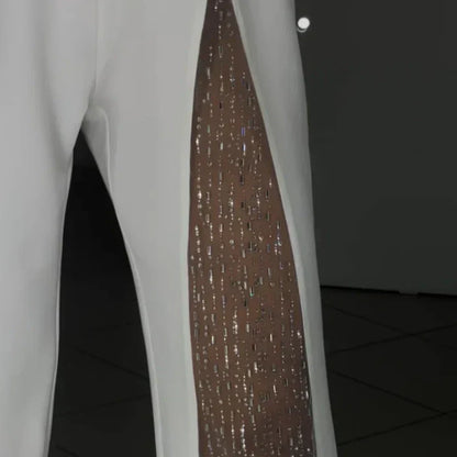 Ein-Schulter Jumpsuit™ | Glänzendes Mesh mit Ausgestelltem Oberteil